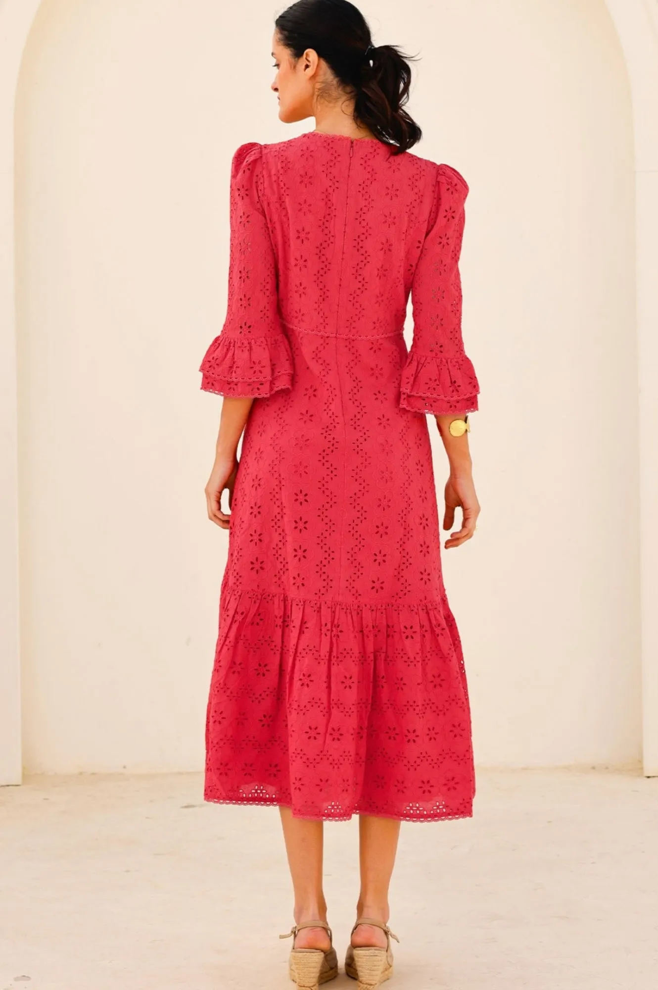 Victoria Broderie Dress | Red