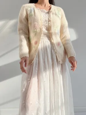Vintage Beaded Wool Cardigan - S