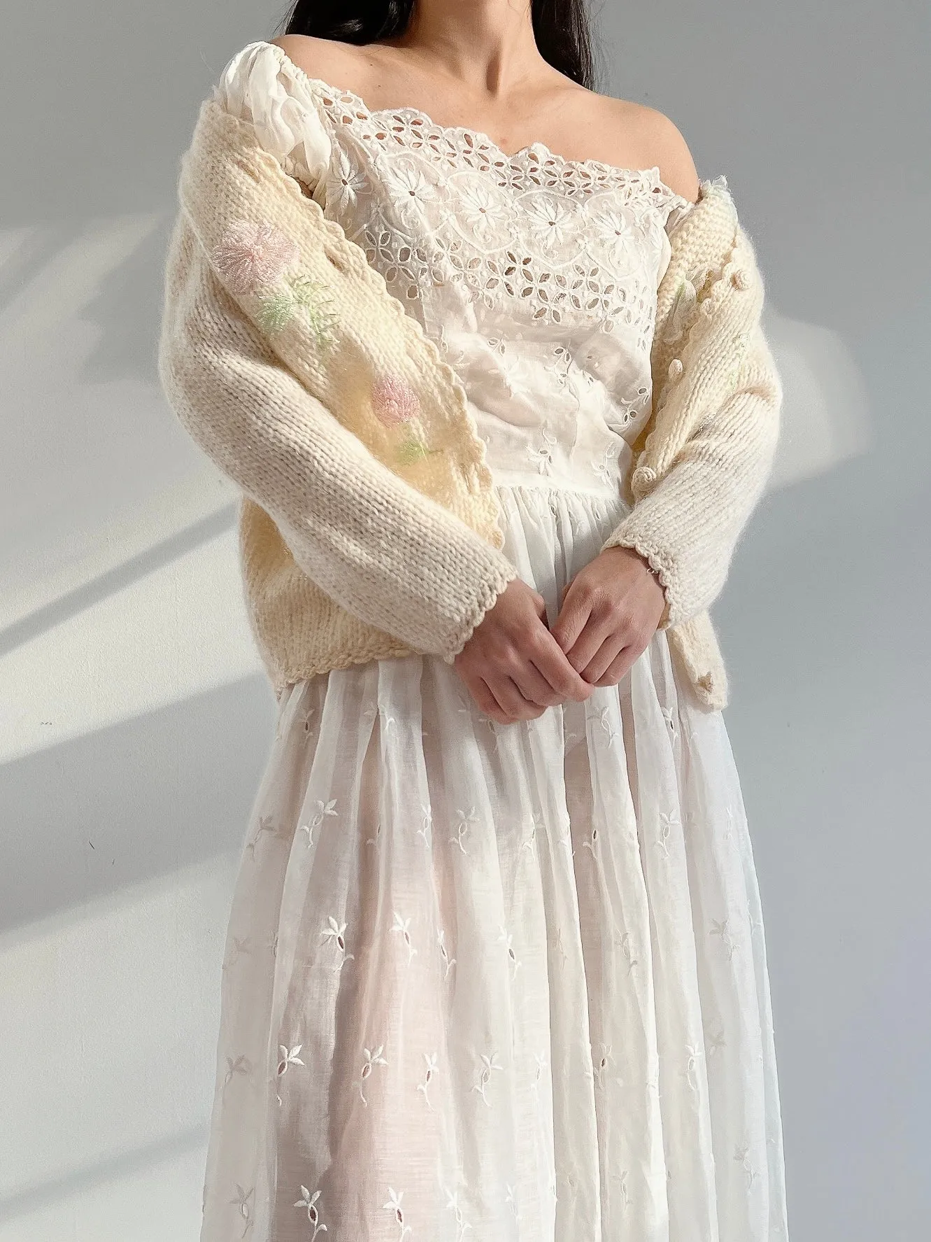 Vintage Beaded Wool Cardigan - S