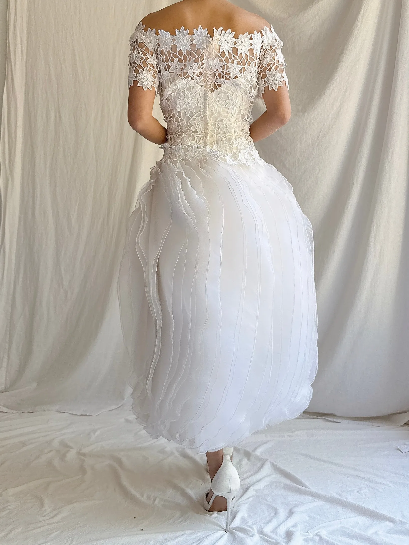 Vintage Bianchi Organza Ruffle Dress - S