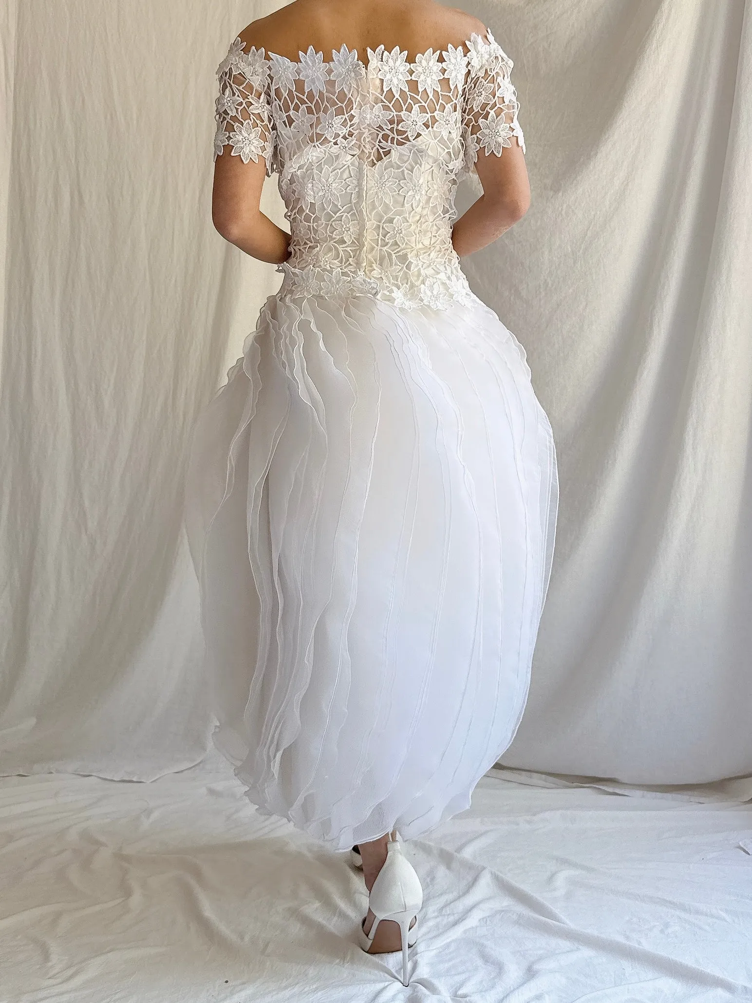 Vintage Bianchi Organza Ruffle Dress - S