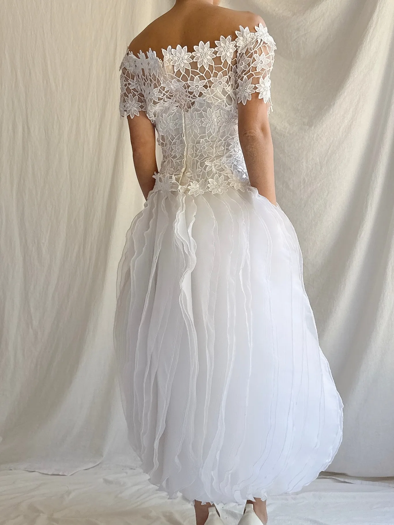 Vintage Bianchi Organza Ruffle Dress - S
