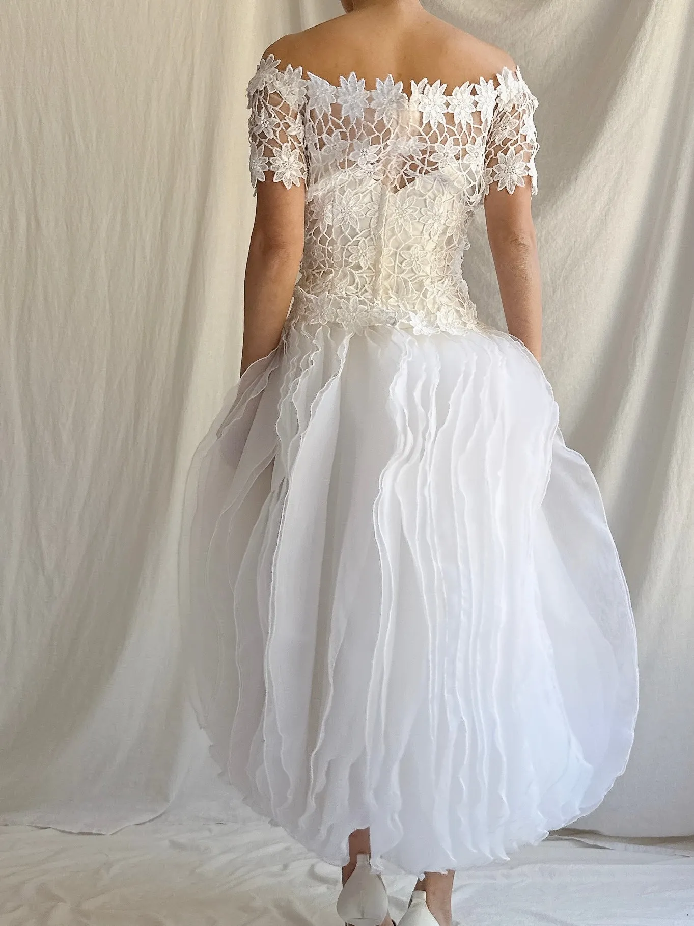 Vintage Bianchi Organza Ruffle Dress - S
