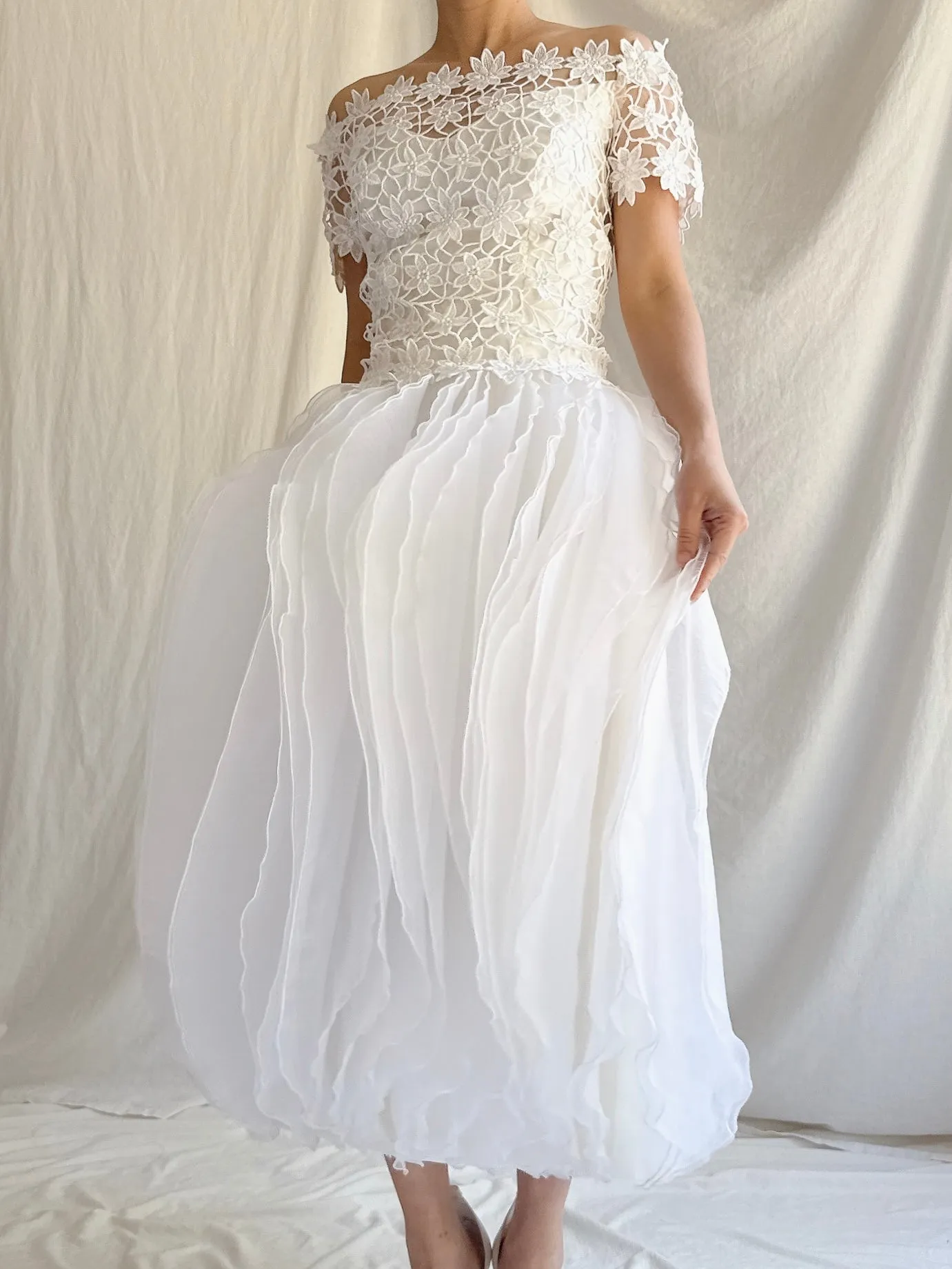 Vintage Bianchi Organza Ruffle Dress - S