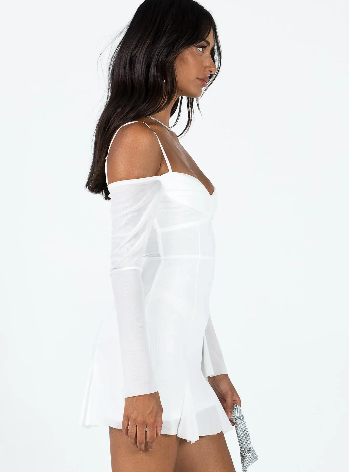 Viva Long Sleeve Mini Dress White