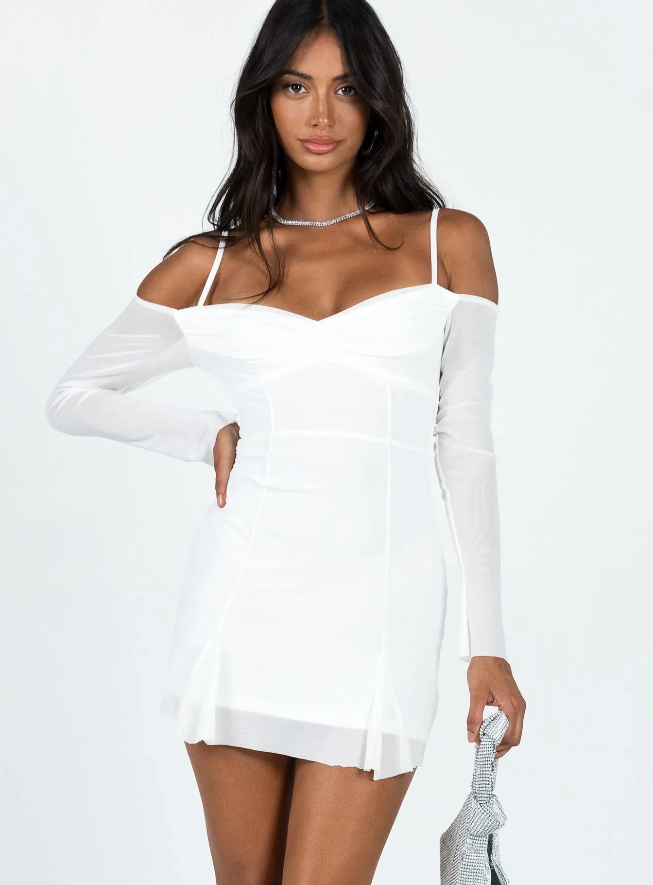 Viva Long Sleeve Mini Dress White